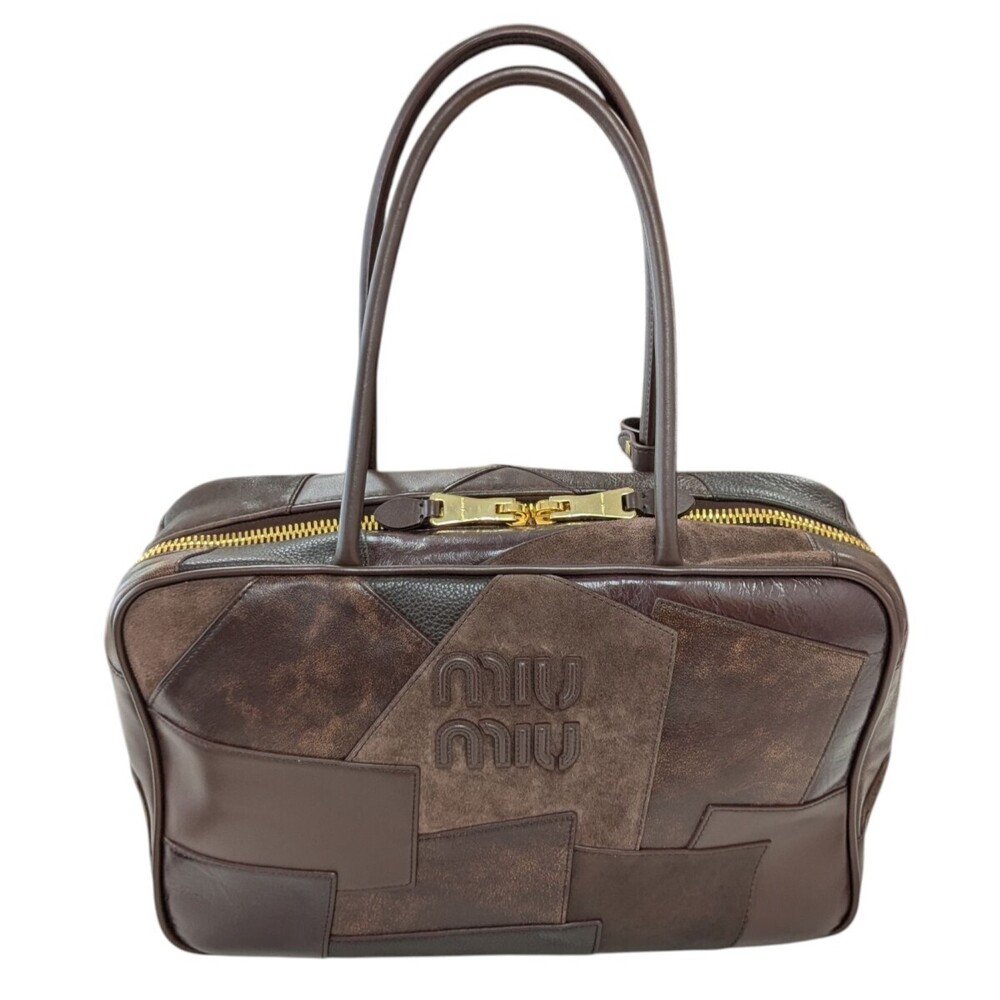 Miu Miu Brown Leather Patchwork Bow Bag